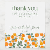 ウォーターカラーオレンジシトラスカスタムブライダルシャワー ワインラベル (シングルラベル)