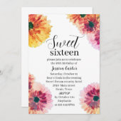 ウォーターカラーオレンジダリアデイジースウィート16十六 招待状 (正面/裏面)