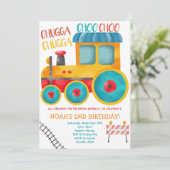 ウォーターカラーオレンジトレイン誕生日招待状 招待状 (スタンド正面)