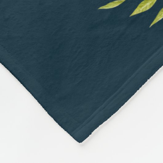 ウォーターカラーオレンジリリーイラストレーションダークターコイズ フリースブランケット (角)