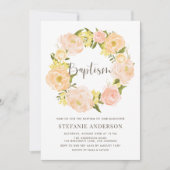 ウォーターカラーオレンジ牡丹リースバプテスマ 招待状 (正面)