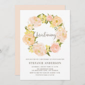 ウォーターカラーオレンジ牡丹リース《キリスト教》洗礼式や命名式 招待状 (正面/裏面)