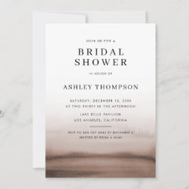 ウォーターカラーオンブレブラウン モダン ブライダルシャワー 招待状