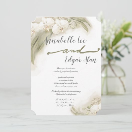 ウォーターカラーオーキッドスプレー結婚式招待状 招待状 (スタンド正面)