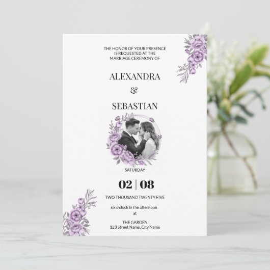 ウォーターカラーオーキッド結婚式招待状 招待状 (スタンド正面)