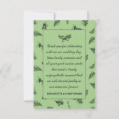 ウォーターカラーオークツリーレトロ素朴ウッドラ結婚ンド サンキューカード (裏面)