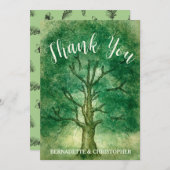 ウォーターカラーオークツリーレトロ素朴ウッドラ結婚ンド 招待状 (正面/裏面)