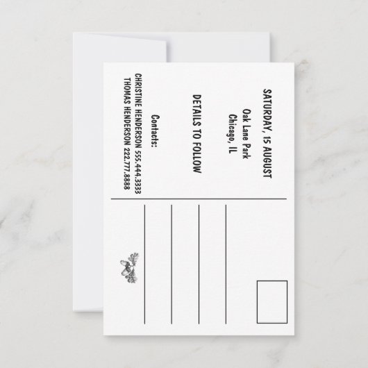 ウォーターカラーオークツリーレトロ素朴ファミリー懇親会 セーブザデート (裏面)