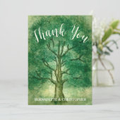 ウォーターカラーオークツリー素朴レトロフォレ結婚スト サンキューカード (スタンド正面)
