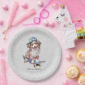 ウォーターカラーオーストラリアシェパード紙プレート ペーパープレート (パーティー)