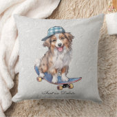 ウォーターカラーオーストラリアシェパード装飾用クッション クッション (ブランケット)