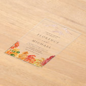 ウォーターカラーオータムウッドランズ秋の結婚式 アクリル招待状 (レイダウン)