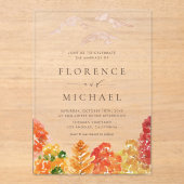 ウォーターカラーオータムウッドランズ秋の結婚式 アクリル招待状 (正面)