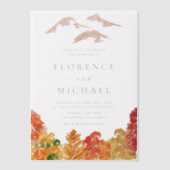 ウォーターカラーオータムウッドランズ秋の結婚式 ベラム紙招待状 (正面)
