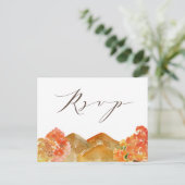 ウォーターカラーオータムウッドランズ秋の結婚式RSVP ポストカード (スタンド正面)