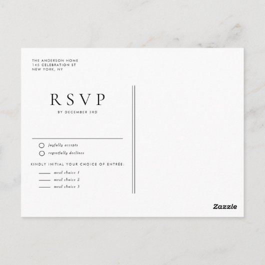 ウォーターカラーオータムウッドランズ秋の結婚式RSVP ポストカード (裏面)