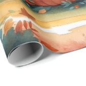 ウォーターカラーオータムカボンプキンズフォレスト紅葉 ラッピングペーパー (ロールコーナー)