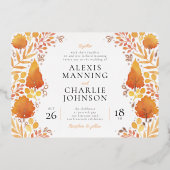 ウォーターカラーオータムフォレスト秋の結婚式招待状 箔招待状 (正面)