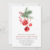 ウォーターカラーオーナメントクリスマスホリデーブランチ 招待状 (正面)