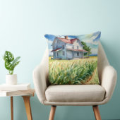 ウォーターカラーオールドファームハウスアンドコーンフィールド クッション (椅子)