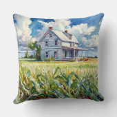 ウォーターカラーオールドファームハウスアンドコーンフィールド クッション (裏面)