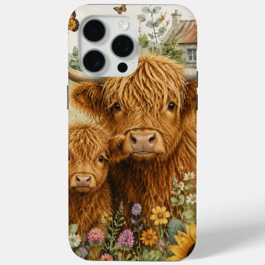 ウォーターカラーカウのキュートなハイランドカウフォンケース Case-Mate iPhoneケース (裏面)