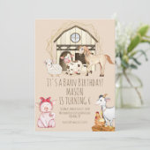 ウォーターカラーカウバーンアニマルズファーム誕生日 招待状 (スタンド正面)