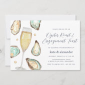 ウォーターカラーカキスターズ&シャンパン婚約パーティ 招待状 (正面)