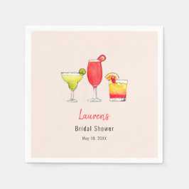 ウォーターカラーカクテルドリンクブライダルシャワーナプキンス スタンダードカクテルナプキン