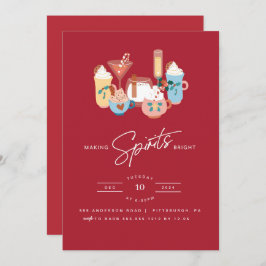 ウォーターカラーカクテルホリデーパーティー招待状 招待状