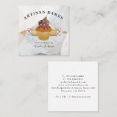 ウォーターカラーカップケーキベーカリーパティシシェフ スクエア名刺 (正面/裏面)