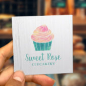 ウォーターカラーカップケーキベーカリーパティストリーホームメイドデザート スクエア名刺