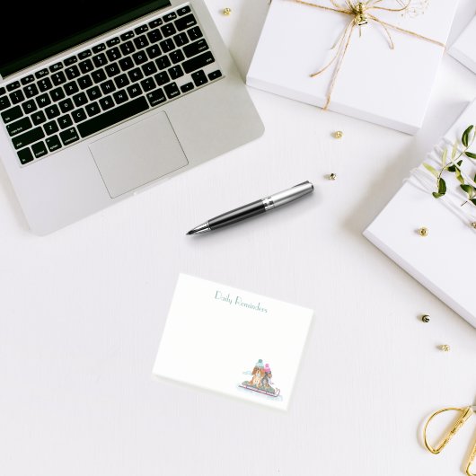 ウォーターカラーカバリヤキングチャールズスパニエル犬そり ポストイット