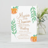 ウォーターカラーカボチャイラストレーショングリーン結婚リー 招待状 (スタンド正面)