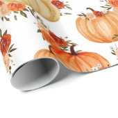 ウォーターカラーカボンプキンオレンジフローラバラ ラッピングペーパー (ロールコーナー)