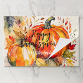ウォーターカラーカボンプキンサンクスギビング紙ランチョンマット ペーパーパッド (折り畳み)