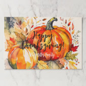 ウォーターカラーカボンプキンサンクスギビング紙ランチョンマット ペーパーパッド (正面)