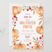 ウォーターカラーカボンプキンスハローウィンパーティ 招待状 (正面)