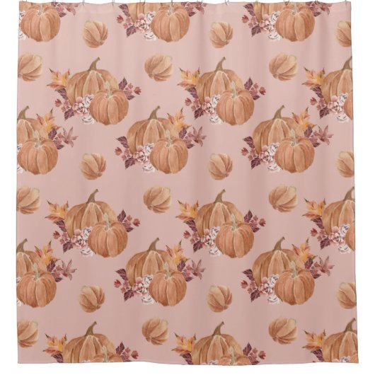 ウォーターカラーカボンプキンス秋 シャワーカーテン (正面)