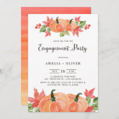 ウォーターカラーカボンプキンズオータム婚約パーティ 招待状 (正面/裏面)