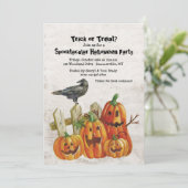 ウォーターカラーカボンプキンズ&クロウハロウィーン招待状 招待状 (スタンド正面)