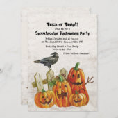 ウォーターカラーカボンプキンズ&クロウハロウィーン招待状 招待状 (正面/裏面)