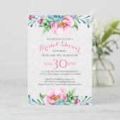 ウォーターカラーカラフルフローラブーケ 招待状 (スタンド正面)