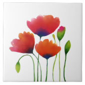 ウォーターカラーカラフルポピーデザイン タイル (正面)