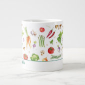 ウォーターカラーカラフル野菜 名前入り ジャンボコーヒーマグカップ (正面)
