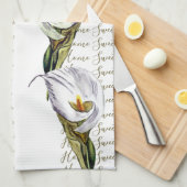 ウォーターカラーカラリリーホームスイートホームカスタム キッチンタオル (四つ折り)