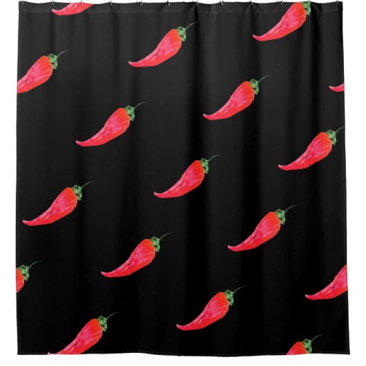 ウォーターカラーカリエンテレッドペッパー シャワーカーテン (正面)