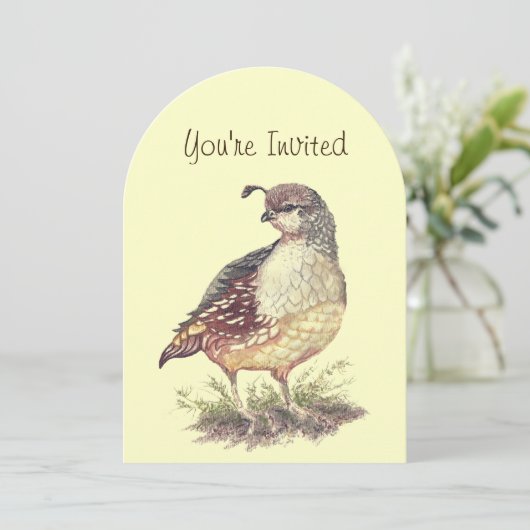 ウォーターカラーカリフォルニアウイルバードラバー誕生日 招待状 (スタンド正面)