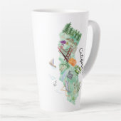 ウォーターカラーカリフォルニア州アートマップ カフェラテマグ (右アングル)