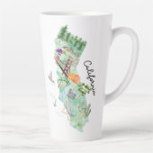 ウォーターカラーカリフォルニア州アートマップ カフェラテマグ (右)